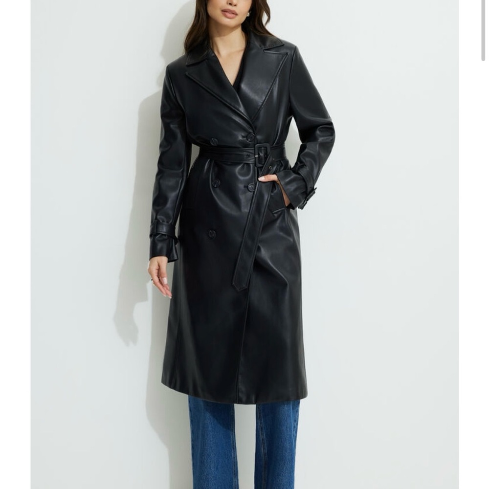 Faux Leather Trench Coat  - Size M - Dynamite Clothing
